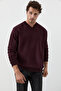 Elion Men's V-Neck Burgundy Sweatshirt - 2