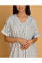 Women Blue Printed Nightgown - 2