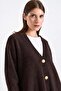 V-Neck Soft Fabric Cardigan Brown 8295 - 4