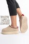 Trendy Women's Home and Outdoor Daily Use Closed-Front Boston Sabo Warm Lining Slippers Beige