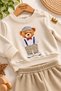 Baby Boy Bow Tie Style Teddy Bear Printed Snap-Back Sweatshirt Tracksuit 2-Piece Top and Bottom Set 3-6 - 4