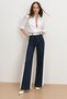Denim Look Women's Trousers with Ribbon Detail and Belt - 3