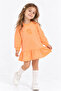 Girl's Orange Long Sleeve Dress Cotton - Smiley Face Patterned Skirt with Ruffles at the Hem