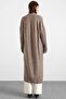 Loose Fit Ribbed Knitwear Long Cardigan Mink 8298 - 6