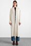 Loose Fit Ribbed Knitwear Long Cardigan Ecru 8298 - 6