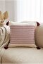 Violet Textured Square Throw Pillow Cover |   Modern Decorative Case with Tassel Detail |   45 X 45 cm