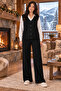 V-Neck Buttoned Vest and Wide-Leg Pants Black Two-Piece Knitwear Set 103 - 5