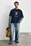 Triathlon Men's Organic Cotton Double Look Long Sleeve Navy Blue / Patterned T-Shirt - 6