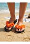 Mia Floral Non-Painful Black Beach Slippers Flip Flops Beach after Party Slippers - 2