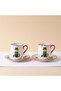 Porcelain Set of 2 Coffee Cups with Cat Figures