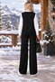 Women's V-Neck Buttoned Vest and Wide-Leg Trousers Black Two-Piece Knitwear Set 103 - 3