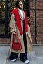 Maren Women's Knitwear Square Form Shoulder Scarf Shawl Red - 3