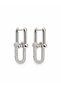Interlocking Stone Silver Hoop Earrings