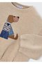 Girl's Beige Dog Detailed Sweatshirt - 5