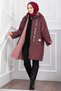 Zippered Hooded Boucle Cap Burgundy - 4
