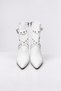 Gia - White Pointed Toe Belt Detailed Thin Heeled Women's Boots - 3