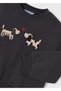 Girl's Black Sweatshirt with Dog Detail - 4