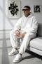 Men's White Hooded White Tracksuit Set - 2