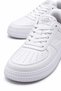 Studded Lace-Up Leather Women's Sneakers; White White - 3