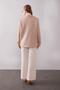 Double-Breasted Cashmere Jacket with Edge Stripes, Dark Beige - 6