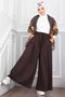 Pocketed Elastic Waist Skirt Trousers Brown