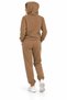 Hooded Kangaroo Pocket Winter Women's 3-Yarn Sweatshirt Set (Soft Puff Fabric) Smoked Gray Brown Black Stone Color - 4