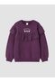 Crew Neck Ruffled Embroidered Girls' Tracksuit Set - 4