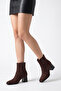 Women's Square Toe Heeled Shoes Brown Suede - 2