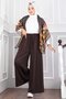 Pocketed Elastic Waist Skirt Trousers Brown - 3