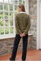 2259 Women's Striped Los Angeles Printed Polo Collar Sweatshirt Khaki - 3