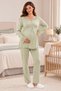 3-Piece Maternity Pajama Set with Lace Embroidery and Dressing Gown - Green - 3