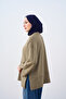 Women's Crew Neck Sweatshirt with Grass Detail Green - 3