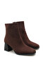 Women's Square Toe Heeled Shoes Brown Suede