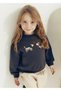 Girl's Black Sweatshirt with Dog Detail - 2