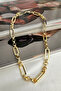 Gold Color Rectangular and Circular Geometric Chain Necklace (40cm) - 2