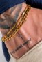 Ondrath Gold Color Stainless Steel 2-Piece Men's Bracelet Set with Bar and Figaro Chain - 2