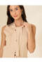 Women Beige Knitted V-Neck Sleeveless Vest - 4