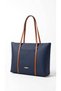 Navy Blue Belt Detailed Shopper Fabric Hand and Shoulder Bag with Front Pocket - 6