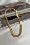 Gold Color Herringbone Shaped Flat Chain Necklace (40cm) - 2
