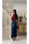Niolsa Navy Blue Belted Jean - 3