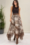 Brown Belted Skirt with Lace Detail - 3503