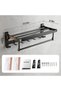رف مناشف قابل للطي بطول 60 سم مع قضيب للمناشف، رف مناشف مثبت على الحائط، أسود غير لامع، مقاوم للصدأ، قابل للتركيب بالحفر - 6