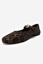 Kathy Brown Patterned Buckle Women's Ballerina Shoes - 8