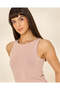 Women Pink Plain Boat Neck Tank Top - 4