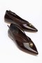 Large Size Women's Ballerinas Brown Patent Leather Buckle Pointed Toe
