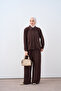 Women's Adjustable Waist Double Pocket Hidden Zipper Suit Brown