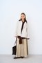 Women's Square Striped Snap Button Shirt Collar Jacket Brown - 3