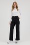 High Waist Pleated Palazzo Pants with Belt and Elastic Fabric - 3