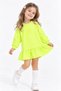 Girl's Green Long Sleeve Dress Cotton - Smiley Face Patterned Skirt with Ruffles at the Hem
