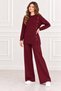 Women's Crew Neck and Side Gold Button Detailed Ribbed Knitwear Tunic Trousers Double Slit Set - 8